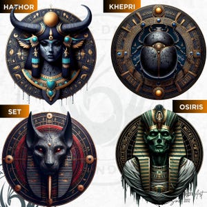 55 Egyptian Major Gods and Goddesses V2, Ancient Egypt Pantheon Clipart, Ancient Egypt mythology png clip art, Anubis, Osiris, Horus,Thoth, Ra, Seth