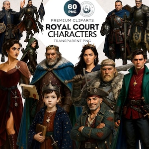 Fantasy RPG Clipart: Royal Court Characters PNG Set (PNG, Commercial use, Digital download)