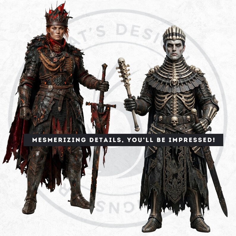 Dark Fantasy Rulers Clipart, Gothic Thrones PNG, RPG Journal ...