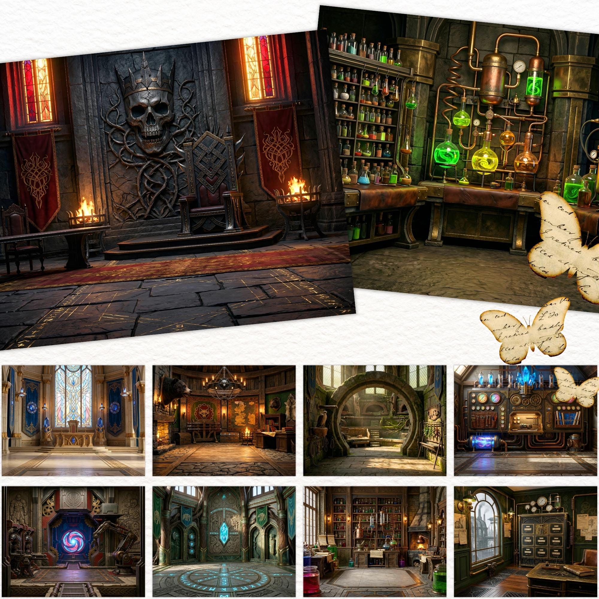 Dark Magic Fantasy Backgrounds, RPG Scenes Legends Backdrops, Junk ...