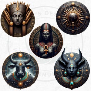 55 Egyptian Major Gods and Goddesses V2, Ancient Egypt Pantheon Clipart, Ancient Egypt mythology png clip art, Anubis, Osiris, Horus,Thoth, Ra, Seth