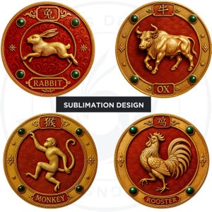 Chinese Zodiac signs Clipart Set V2, Chinese New year, chinese animal totem,Astrology clipart,asian horoscope sign,lunar new year,zodiac png