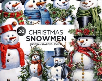 Christmas Snowman Clipart Bundle: Winter PNG Illustrations (Commercial Use)