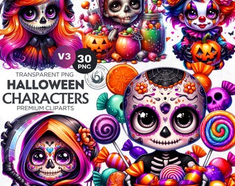 Halloween Clipart, Kids PNG Prints (Digital Download
