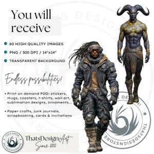 Galactic Vanguard Clipart Bundle: Sci-Fi Character Illustrations, Futuristic Space Graphics (PNG, Digital download)