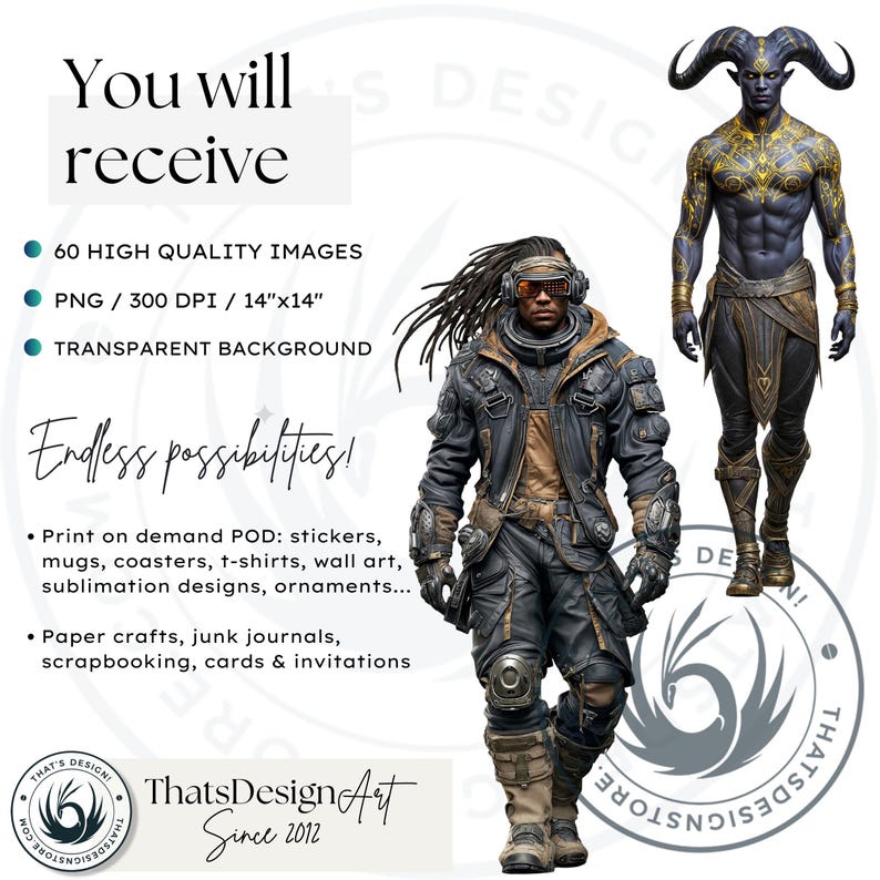 Galactic Vanguard Clipart Bundle: Sci-Fi Character Illustrations, Futuristic Space Graphics (PNG, Digital download)