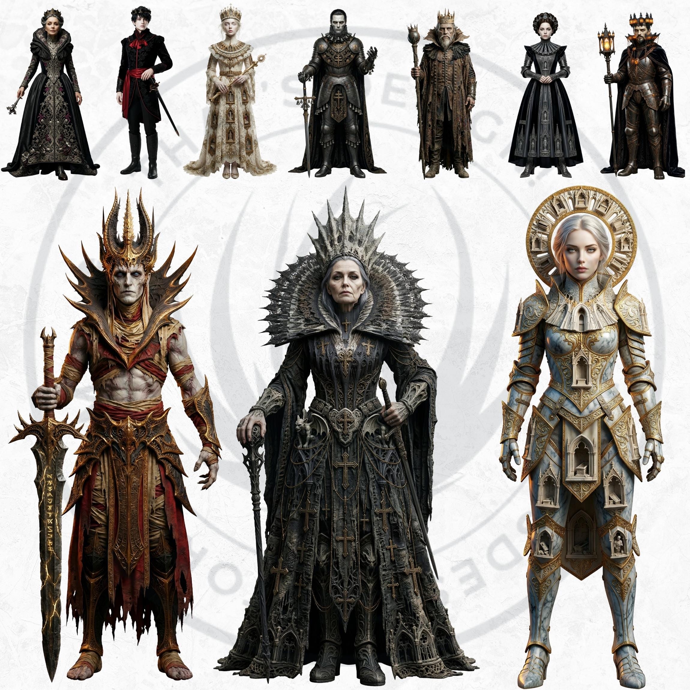 Dark Fantasy Rulers Clipart, Gothic Thrones PNG, RPG Journal ...