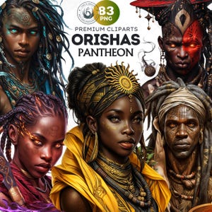 83 Yoruba Orishas Pantheon Clipart Set | African Gods and goddesses PNG for crafts and Sublimation, african spirits and deities mythology