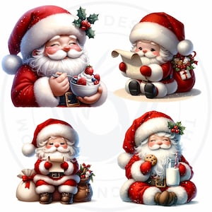 Cute Santa Clipart PNG for sublimation & crafts, Santa Claus christmas PNG, Card Making, print on demand Christmas Clipart. Commercial use