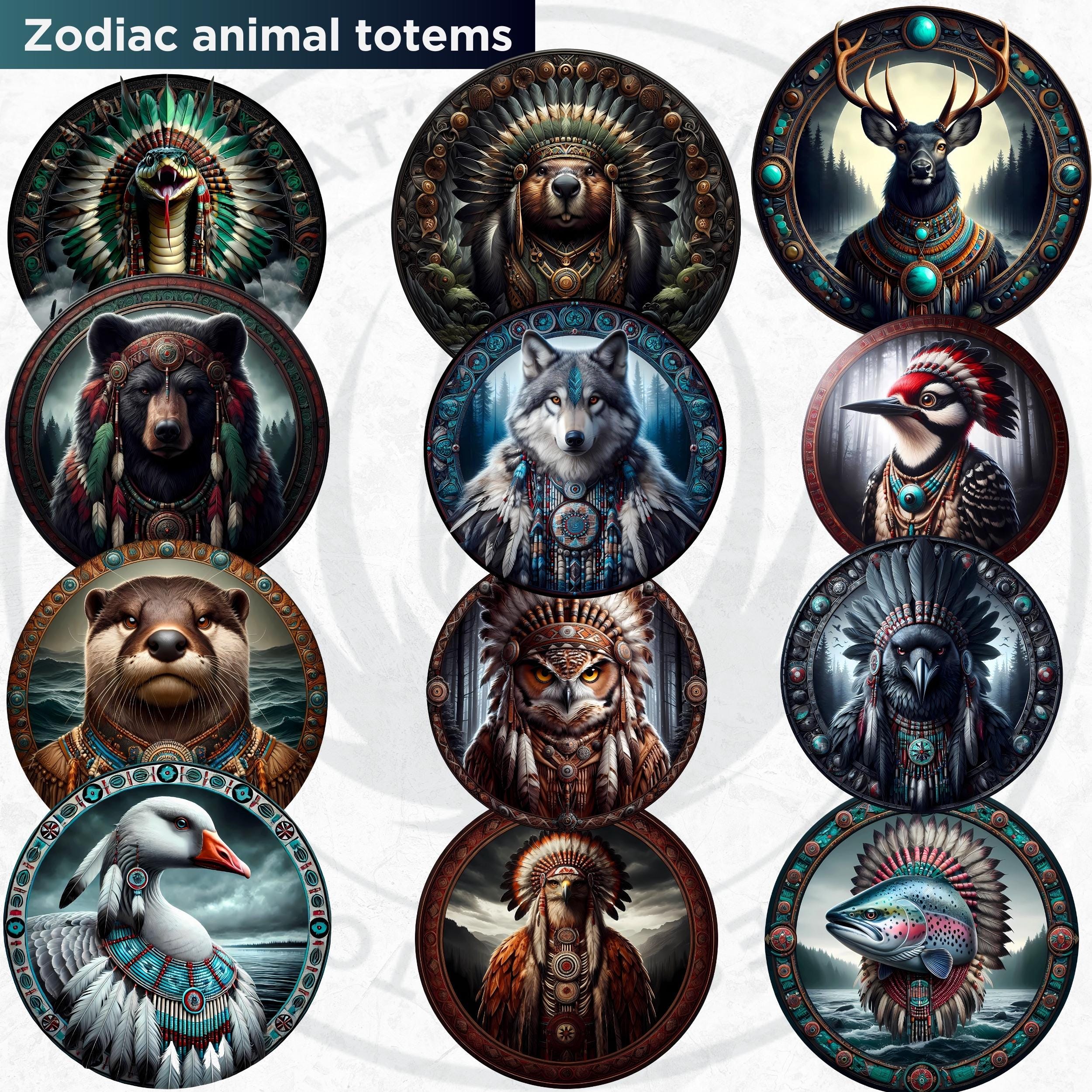 Native American Totem Animal Spirits Clipart Set (PNG, Digital Download ...
