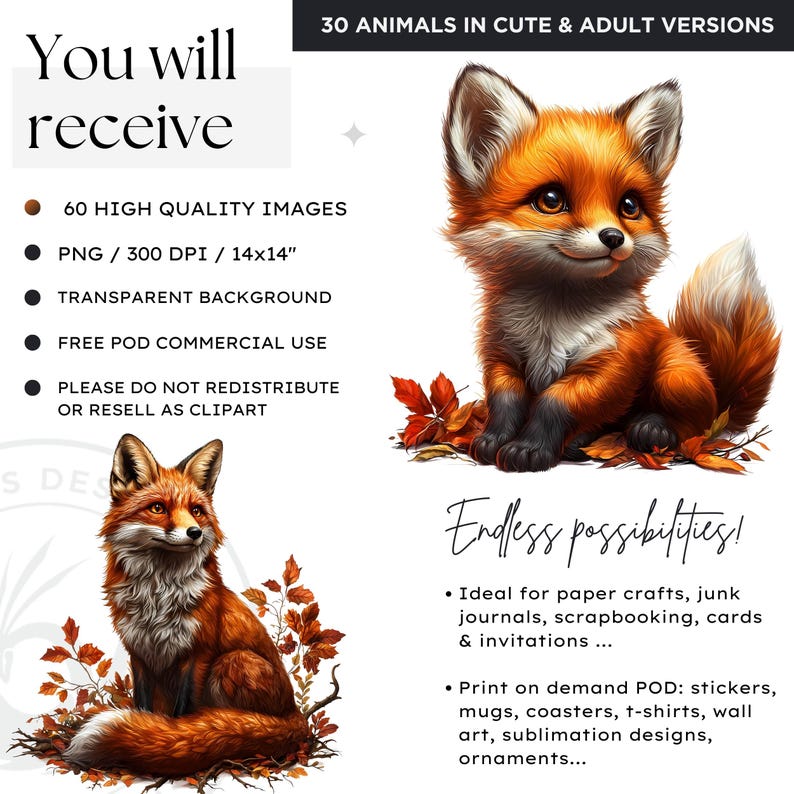 60 Woodland animals Clipart Set, Cute and Realistic Forest Wildlife, Fall Clipart, Autumn animal PNG, baby animals PNG, Fall sublimation