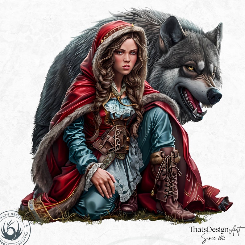Little red riding hood Clipart Set,fairy tale clip art, hunter, wolf clipart, Fairytale Bundle PNG for sublimation, Scrapbook, Junk Journal