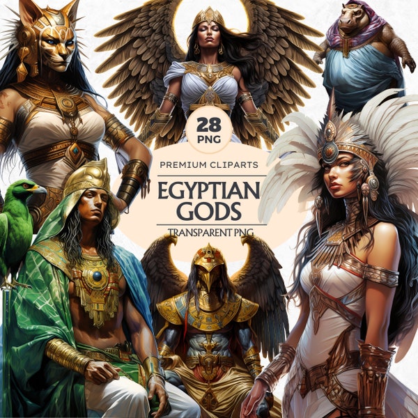 Dieux et déesses égyptiens, clipart fantastique Egypte ancienne, clipart png de la mythologie de l'Egypte ancienne, Anubis, Osiris, Horus, Thot, Ra, Seth