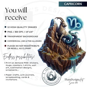 Floating islands Zodiac Clipart Set, Astrology clipart, horoscope signs, Fantasy Clipart, Celestial clipart, zodiac sublimation, zodiac png