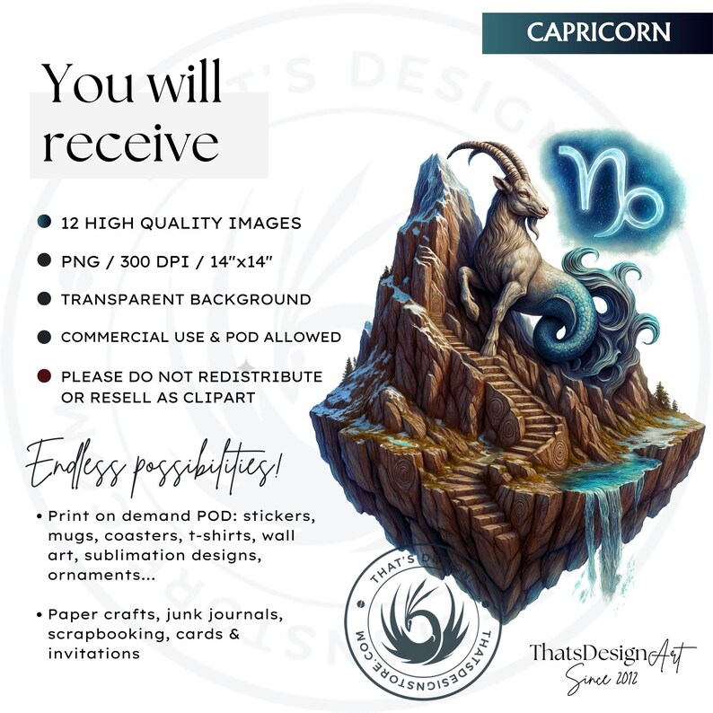Floating islands Zodiac Clipart Set, Astrology clipart, horoscope signs, Fantasy Clipart, Celestial clipart, zodiac sublimation, zodiac png