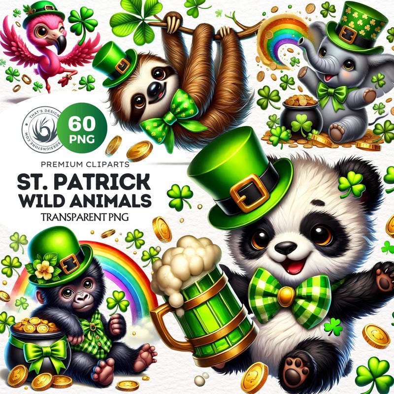 St Patrick Day Animal Clipart - Etsy
