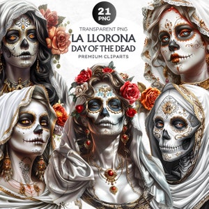 Dag van de doden La Llorona PNG Clipart, la Catrina, Día de Los Muertos Clipart, Sugar Skull voor Mexicaanse Halloween-set. Commercieel gebruik voor POD