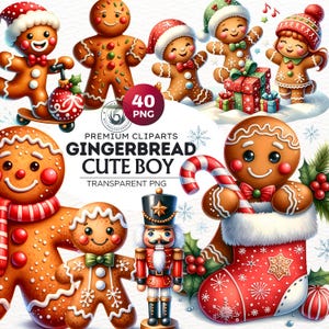 Watercolor Gingerbread man png clipart, cute Gingerbread man png, Gingerbread png for card making, crafts and sublimation. Christmas PNG
