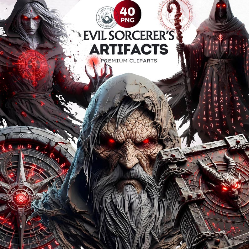Dark Fantasy Clipart: Evil Sorcerer Artifacts, RPG Elements (PNG ...