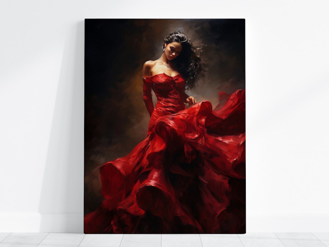 Flamenco Dancer Wall Art Spanish Woman in Red Dress Flamenco Dance
