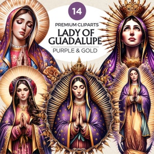 Purple Lady of Guadalupe Clipart PNG, Virgin Mary clip art, Nuestra Señora de Guadalupe, Catholic Art for Sublimation. christian clipart png