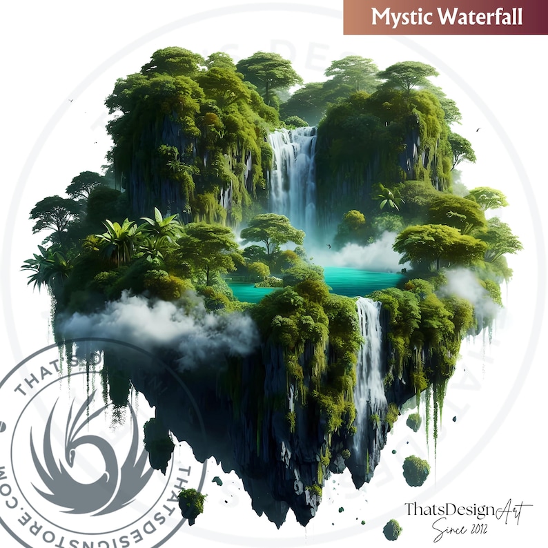 Floating Islands Ecosystem Cliparts - 30 Magical PNG Set for Sublimation and Crafts, RPG & POD. Fantasy Islands png, Nature Fantasy art
