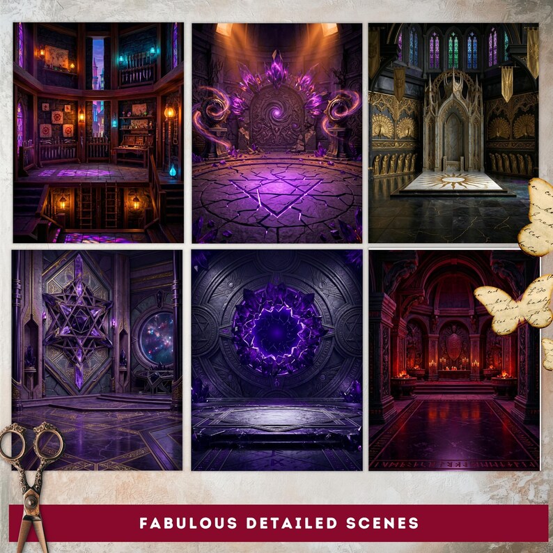 Dark Fantasy RPG Backdrops, Gothic Magic Scenes, Journal Collage Paper ...