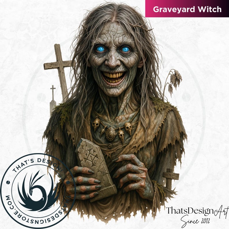 Horrific Halloween Witch Clipart Set V1, Bad witch Halloween Clipart, Spooky Halloween prints | Transparent PNG for craft and sublimation