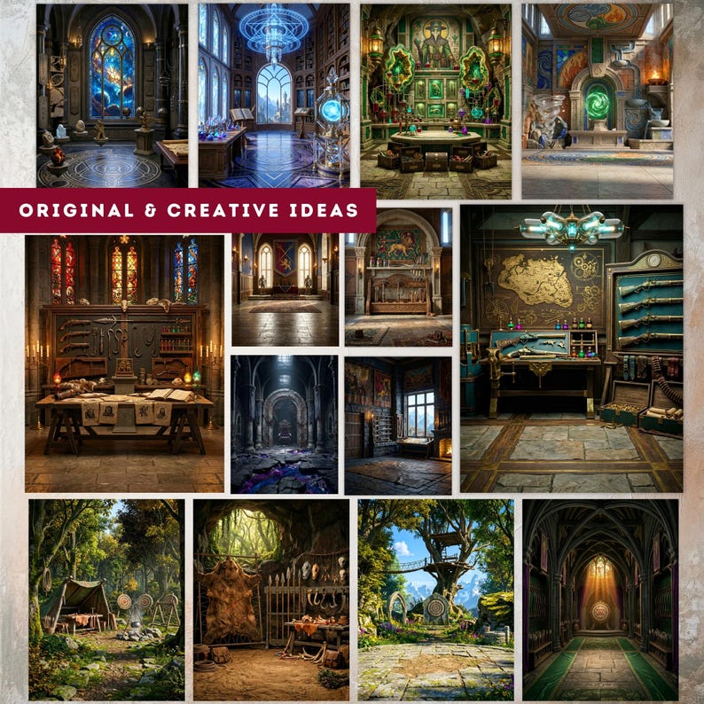Dark Fantasy RPG Backdrops, Gothic Magic Scenes, Journal Collage Paper ...