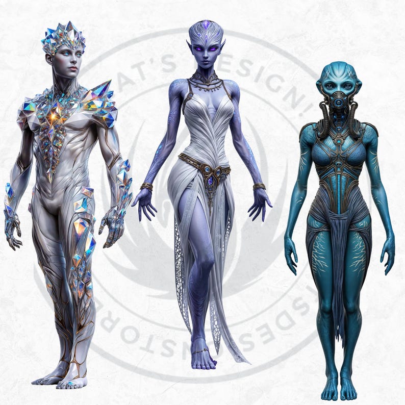 Galactic Vanguard Clipart Bundle: Sci-Fi Character Illustrations, Futuristic Space Graphics (PNG, Digital download)