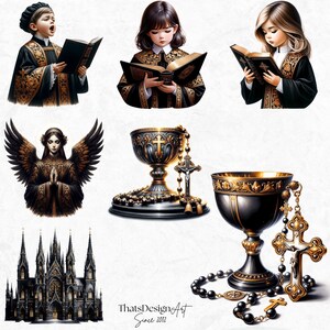 Christian clipart set, Religious, Biblical, Bible, Church, Crucifix, Cross, Angel, Jesus PNG, virgin mary, Catholic Art for Sublimation