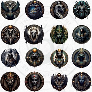 55 Egyptian Major Gods and Goddesses V2, Ancient Egypt Pantheon Clipart, Ancient Egypt mythology png clip art, Anubis, Osiris, Horus,Thoth, Ra, Seth