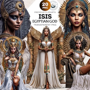 Egyptian Goddess Isis Clipart PNG, Ancient Egypt Mythology Art, Divine Feminine Graphics, Fantasy Deity for Sublimation, Egyptian deity ISIS