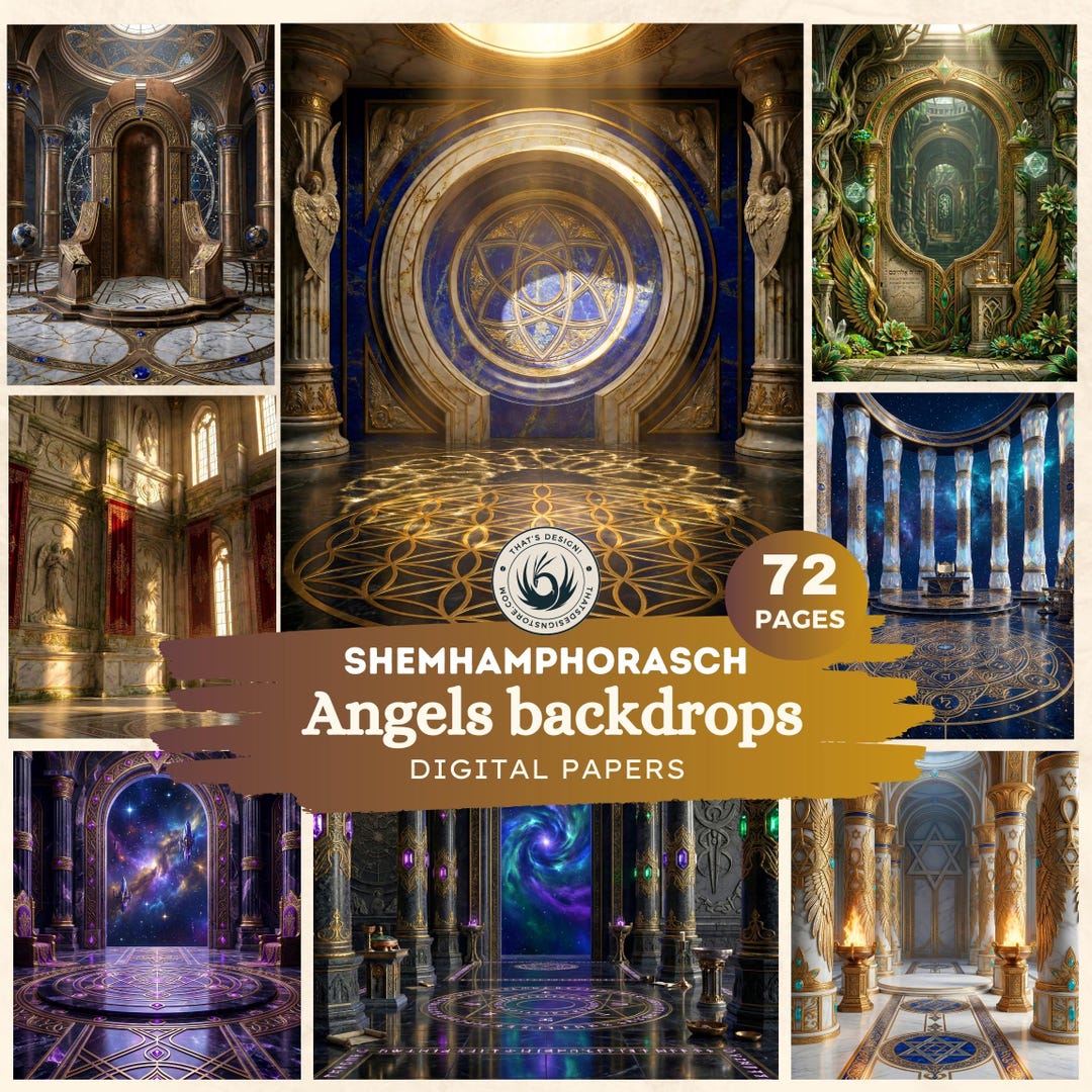 Shemhamphorasch Angels Backdrops, Kabbalah Celestial Art, Digital