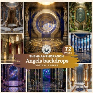 Shemhamphorasch Angels Backdrops, Kabbalah Celestial Art, Digital Papers (72 PNG)