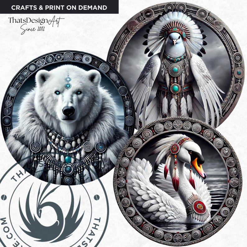 Native American Totem Animal Spirits Clipart Set (PNG, Digital Download ...