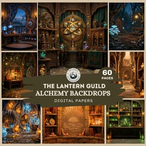 Fantasy Alchemy Digital Paper Backdrops, RPG World Building, Junk Journals (Digital Download)