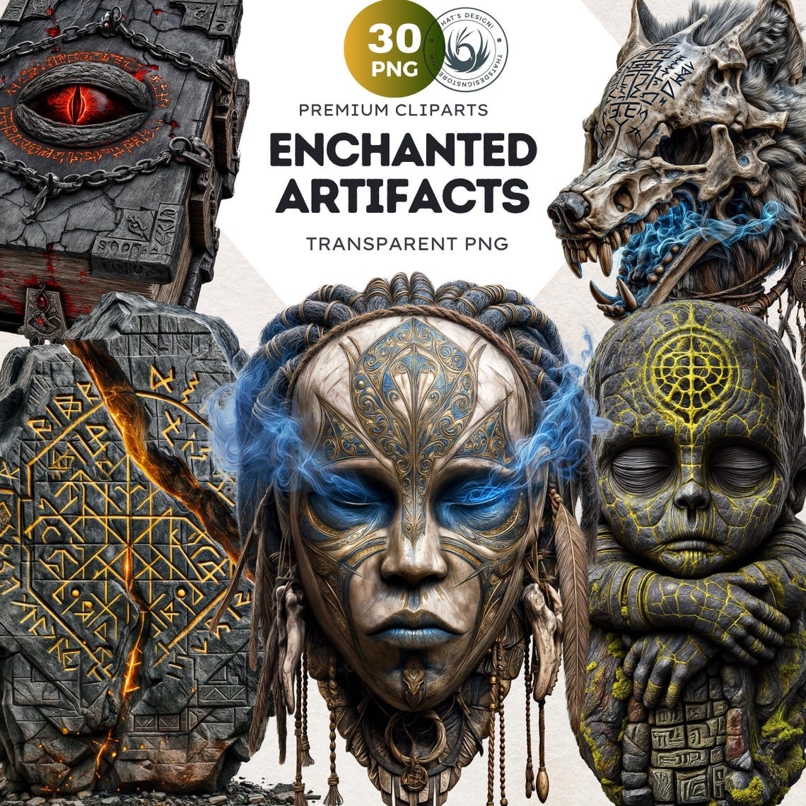 Enchanted Artifacts Clipart Set: Fantasy RPG Magic Items (PNG Digital ...
