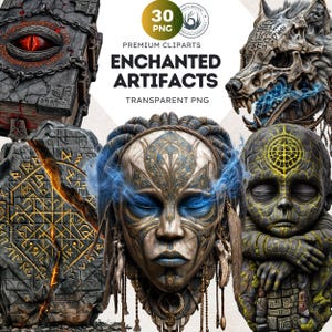 Enchanted Artifacts of the unforgotten realms PNG clipart Set, Magic Items Clipart, Fantasy RPG, Mystical ancient relic, Gothic Grimoire