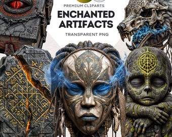 Enchanted Artifacts Clipart Set: Fantasy RPG Magic Items (PNG Digital Download)