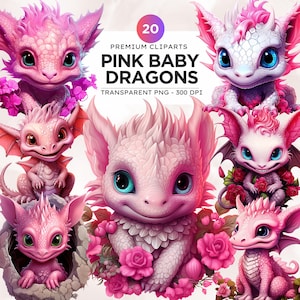 Cute Pink Baby Dragons Clipart PNG for crafts and sublimation,Pink Dragons Clipart | Baby Dragon Clipart, Baby Dragon PNG, Fantasy Clip Art