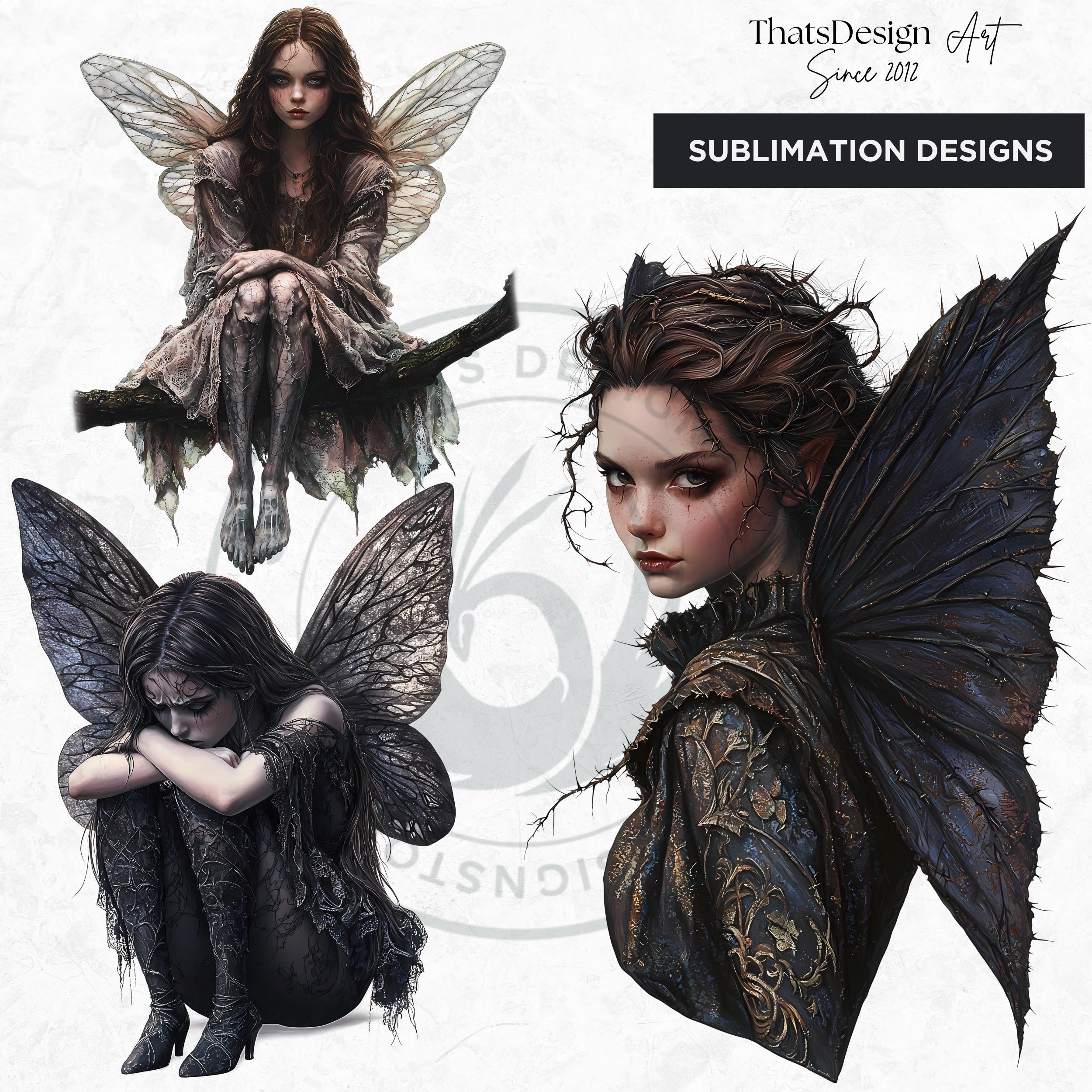 Gothic Fairies Clipart Set: Dark Fantasy PNG Bundle (digital Download ...