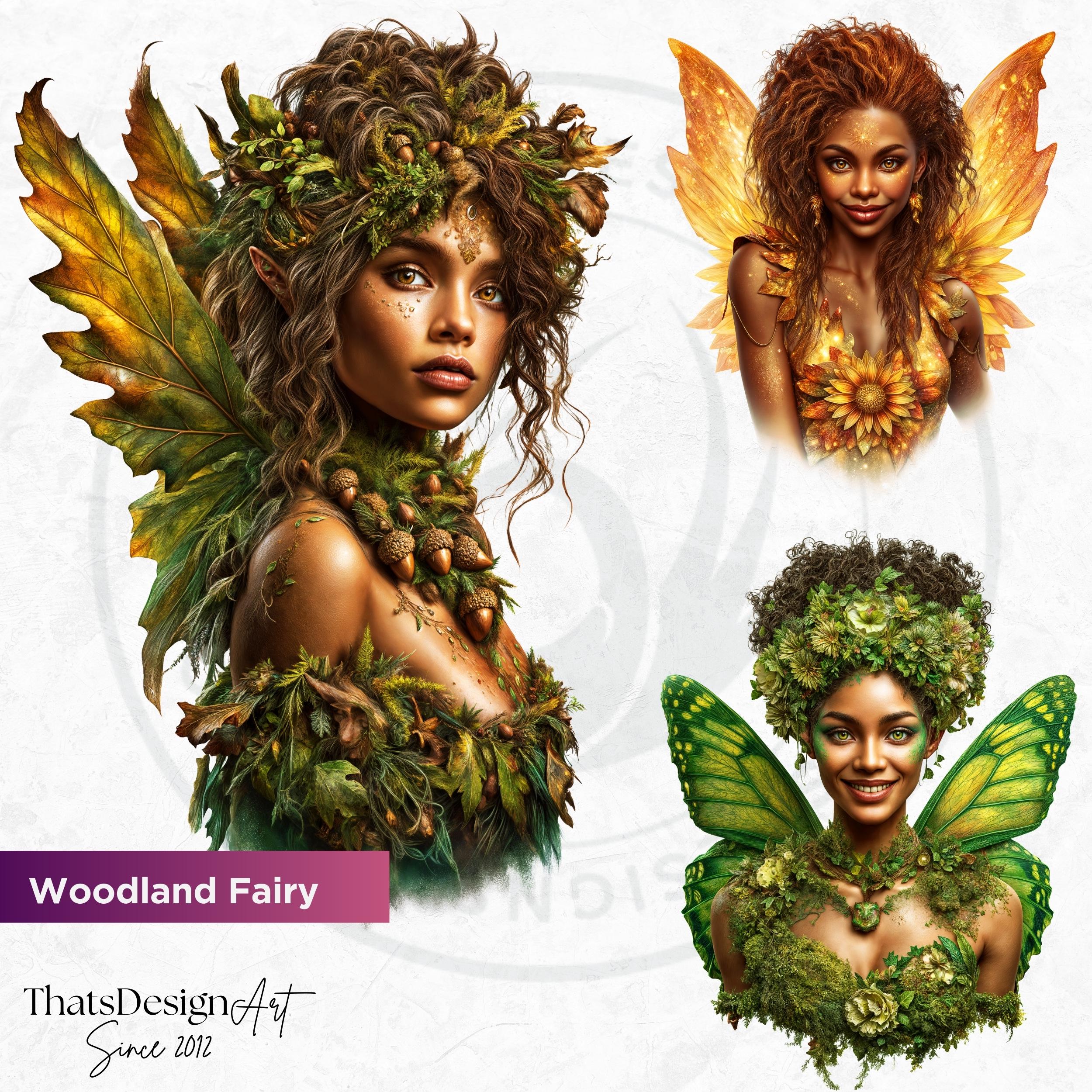 Ethereal Fantasy Fairy Clipart Set: Woodland PNG Graphics (digital ...