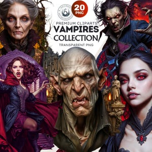 Gothic Vampire Clipart Set: Halloween Dracula PNG (Digital Download, Commercial Use)