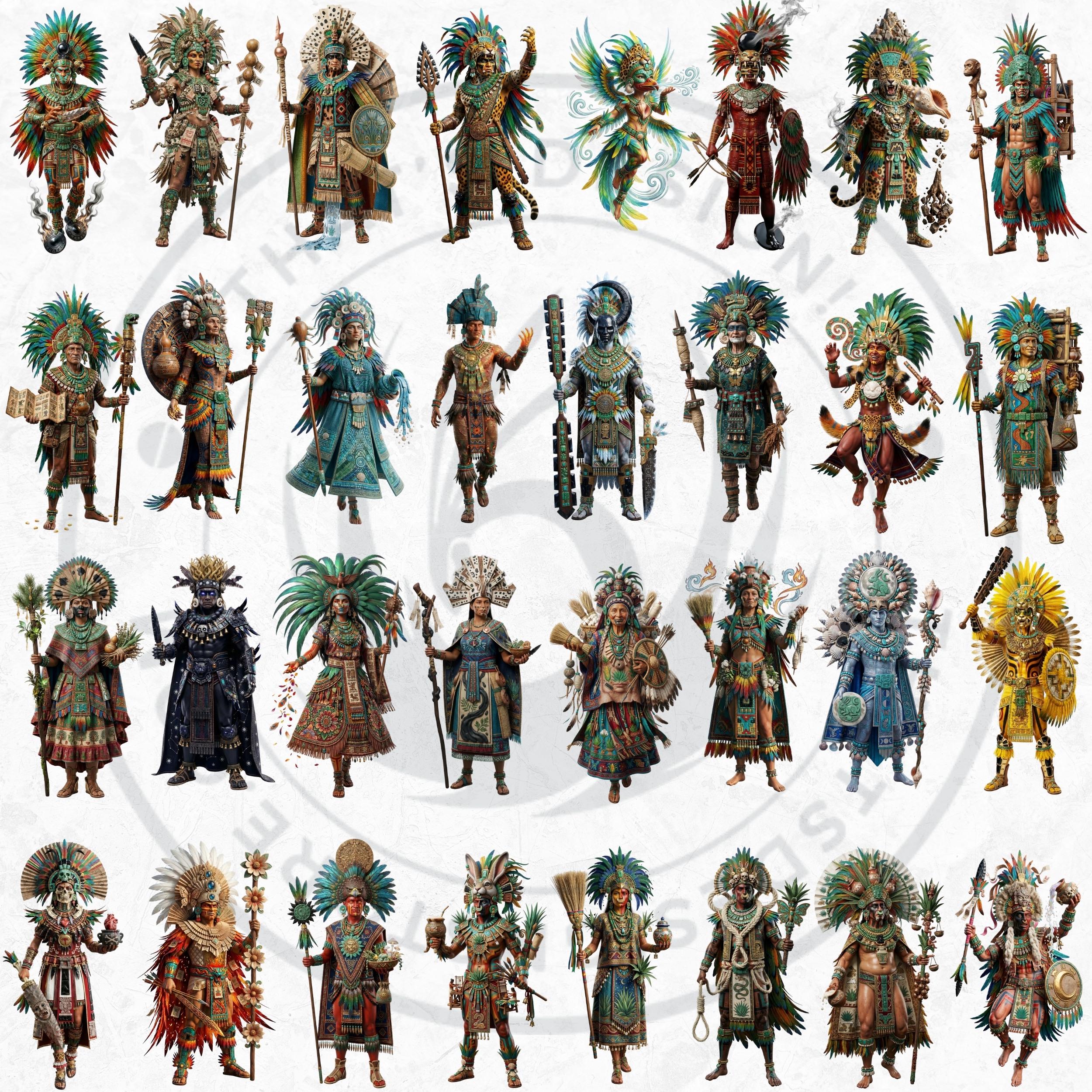 Aztec Pantheon Clipart Bundle, Fantasy Mythology Pngs, Journal, Cards ...