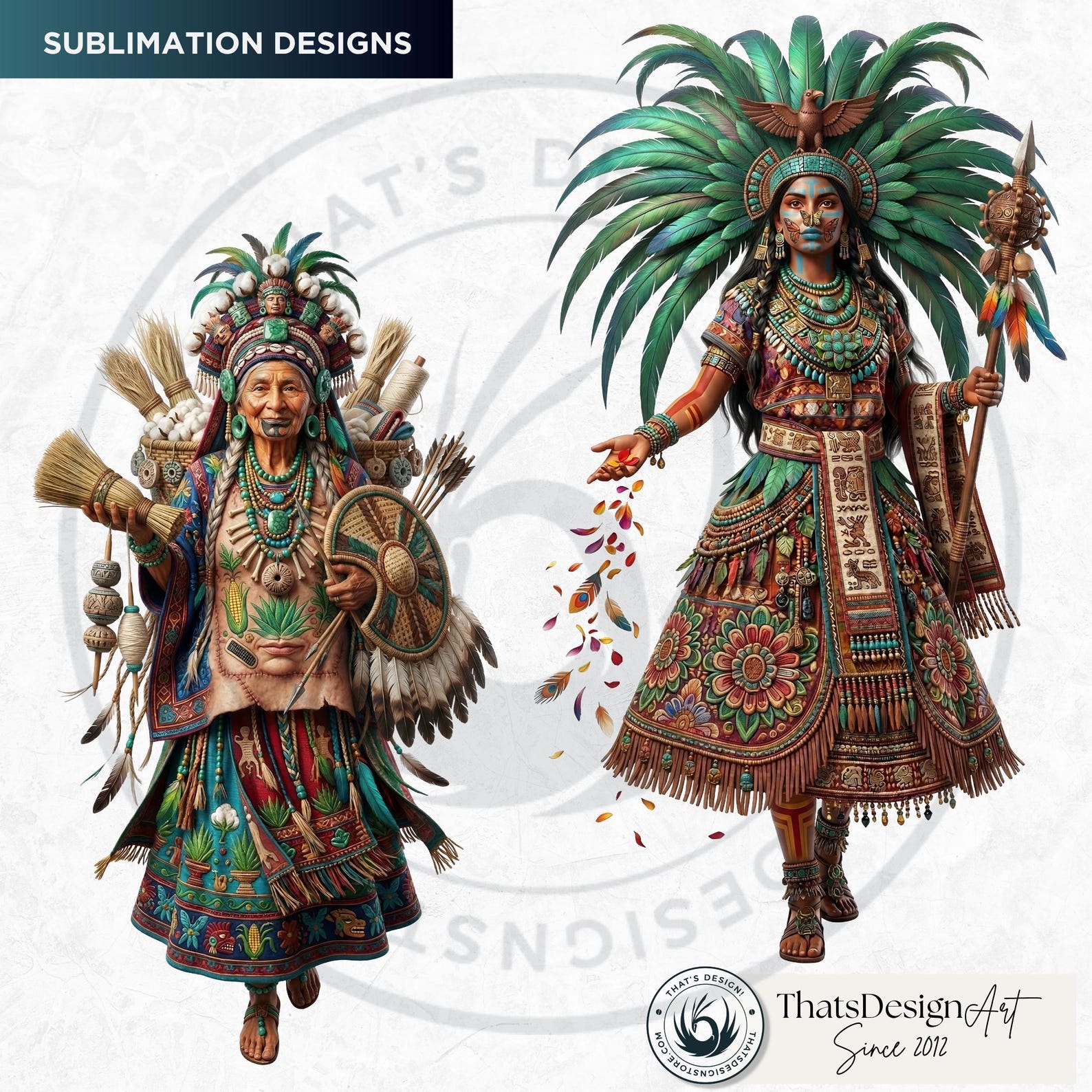 Aztec Pantheon Clipart Bundle, Fantasy Mythology Pngs, Journal, Cards ...