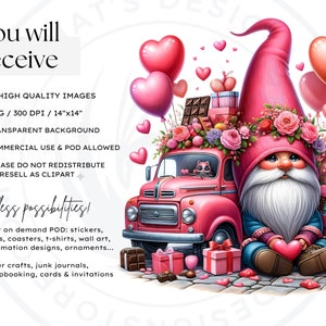Pink Valentines Day Gnome Clipart, Watercolor Valentines Gnomes Clipart ...