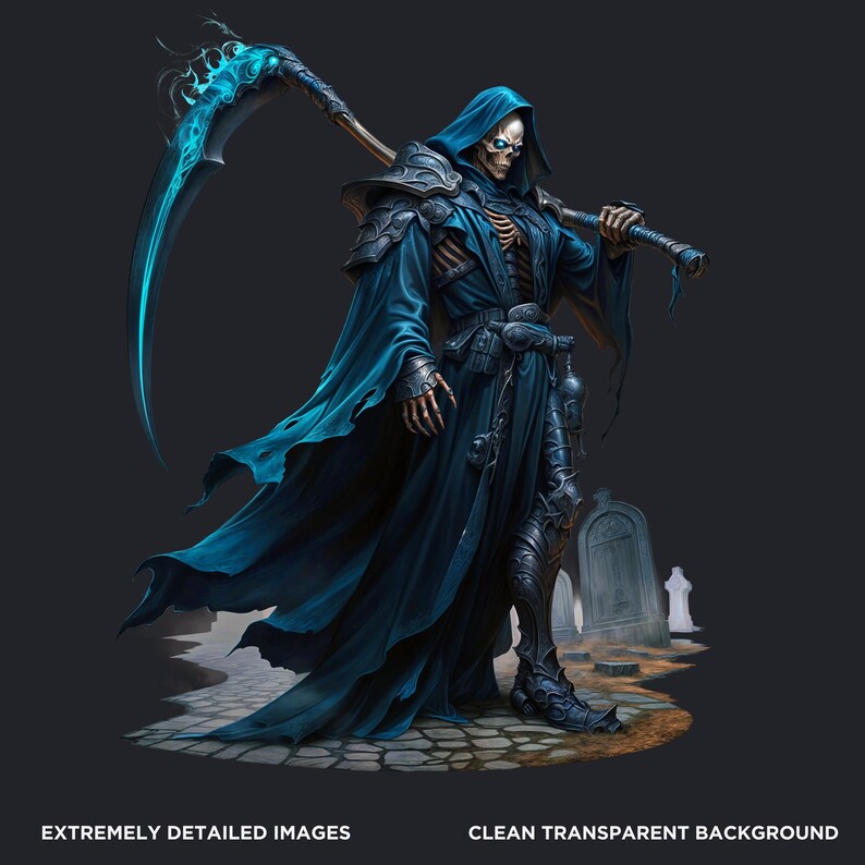 Grim Reaper Clipart: Ethereal Gothic Halloween PNG (digital Download ...