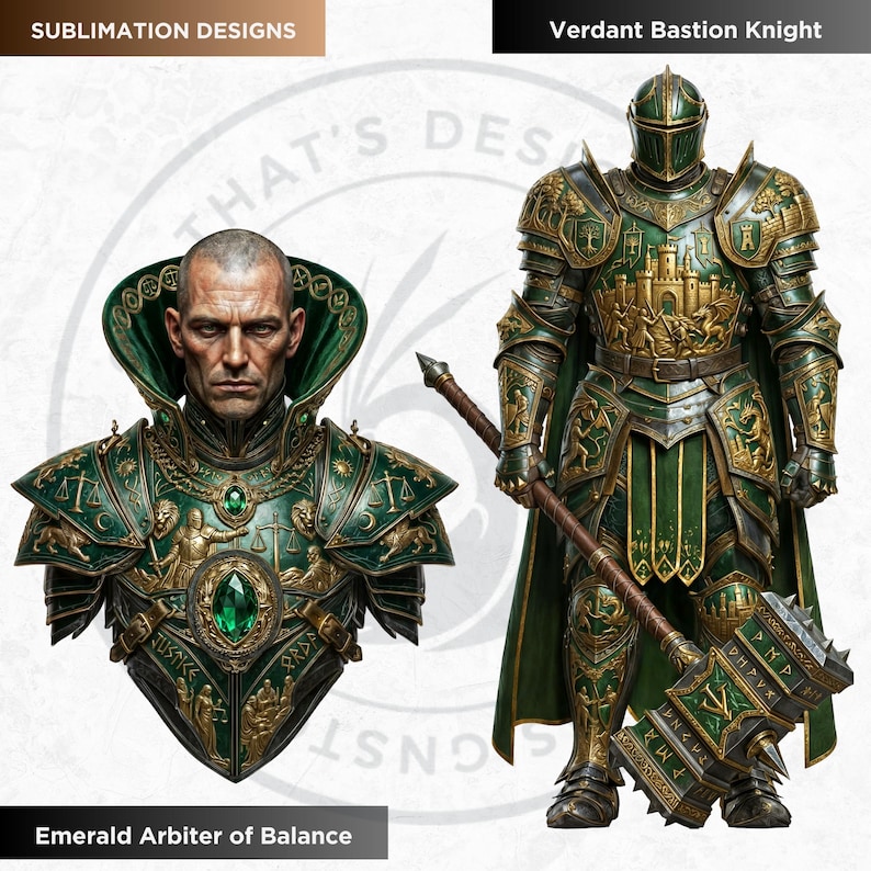 Knightly Orders Fantasy Clipart Bundle: Medieval Warrior, Crusader Illustrations (PNG, Digital download)