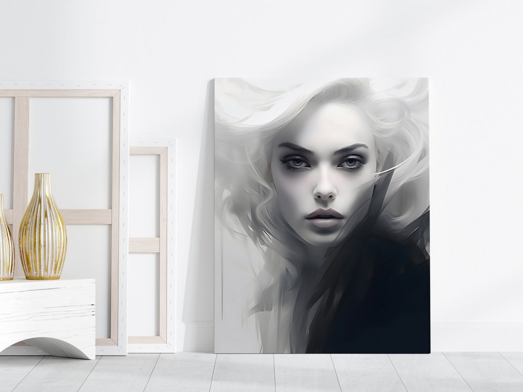 Black and White Woman Portrait Wall Art Monochrome Wall Art Etsy